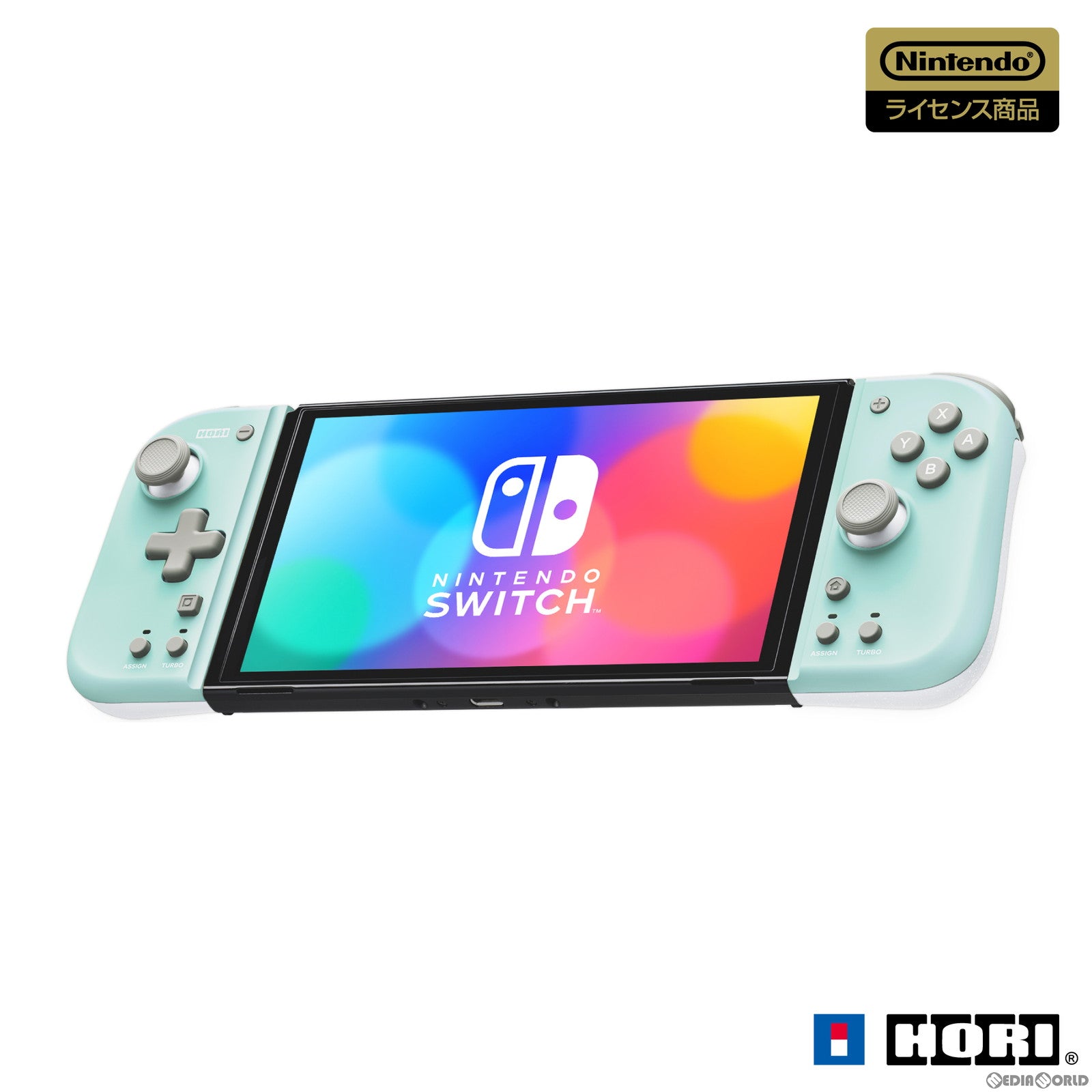 【新品即納】[ACC][Switch] グリップコントローラー FIT for Nintendo Switch(フィット for ニンテンドースイッチ) ミントグリーン×ホワイト 任天堂ライセンス商品 HORI(NSW-396) (20220908)