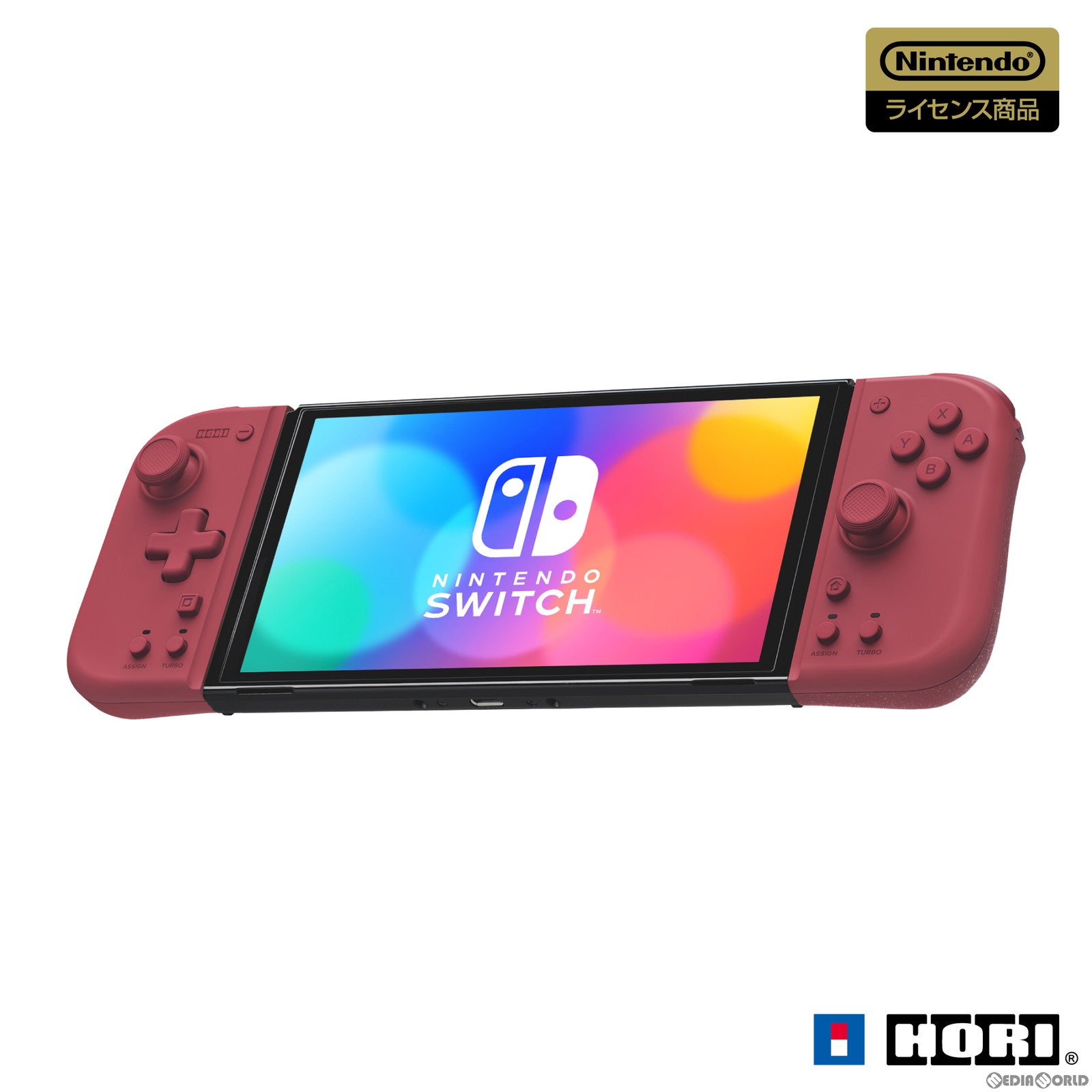 【新品即納】[ACC][Switch] グリップコントローラー FIT for Nintendo Switch(フィット for ニンテンドースイッチ) アプリコットレッド 任天堂ライセンス商品 HORI(NSW-398) (20220908)