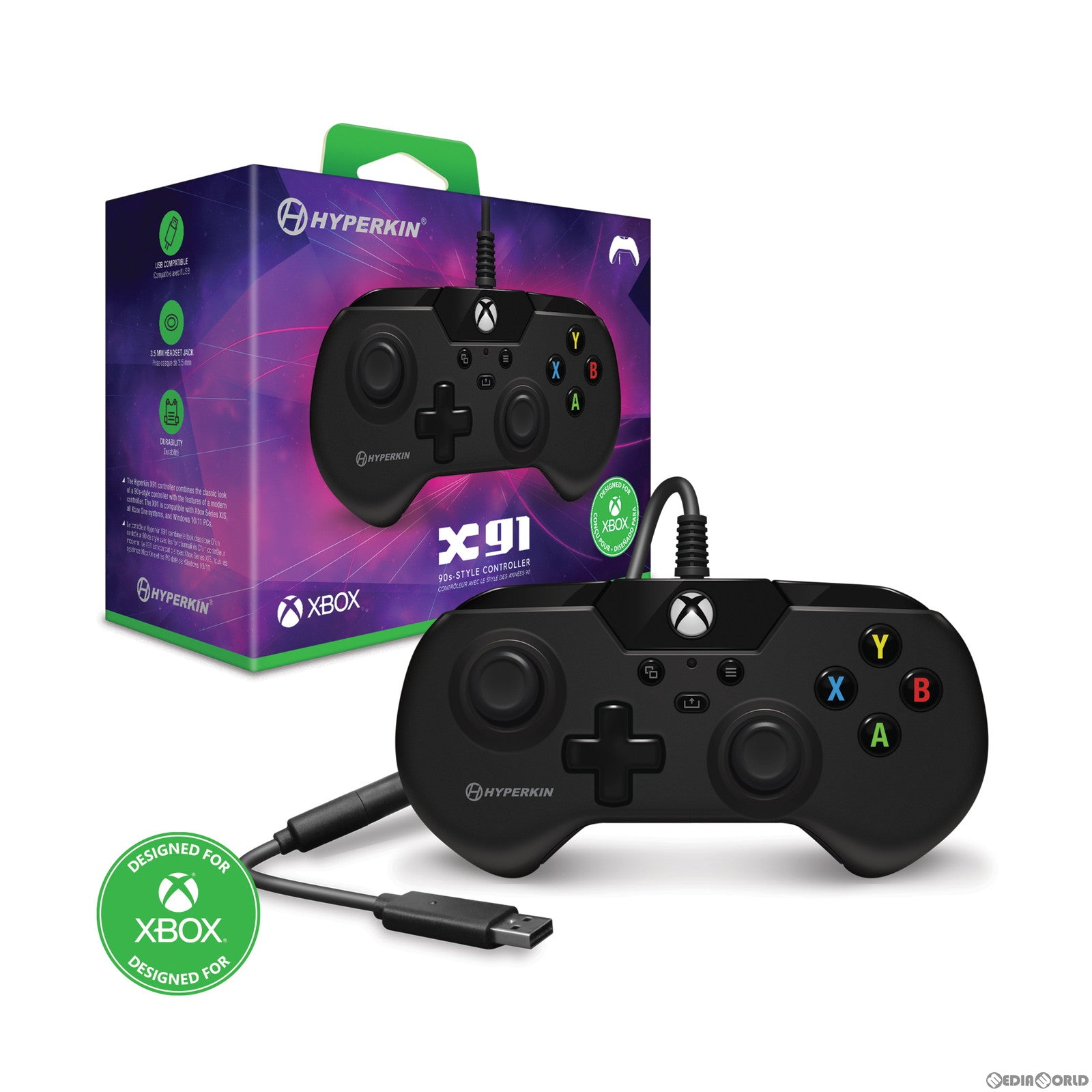 【新品即納】[ACC][XboxX/S] X91 有線コントローラー Black(ブラック) Hyperkin(M02628-BK) (20230622)