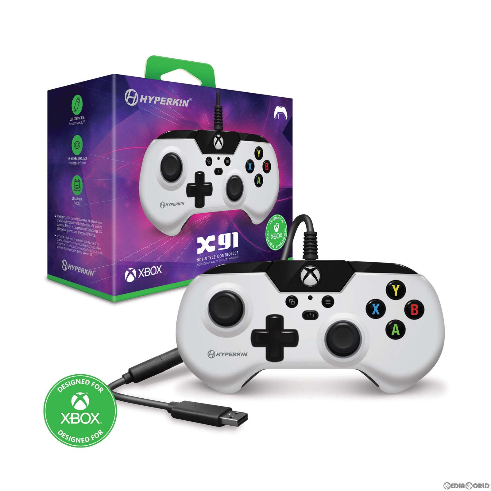 【新品即納】[ACC][XboxX/S] X91 有線コントローラー White(ホワイト) Hyperkin(M02628-WH) (20230622)