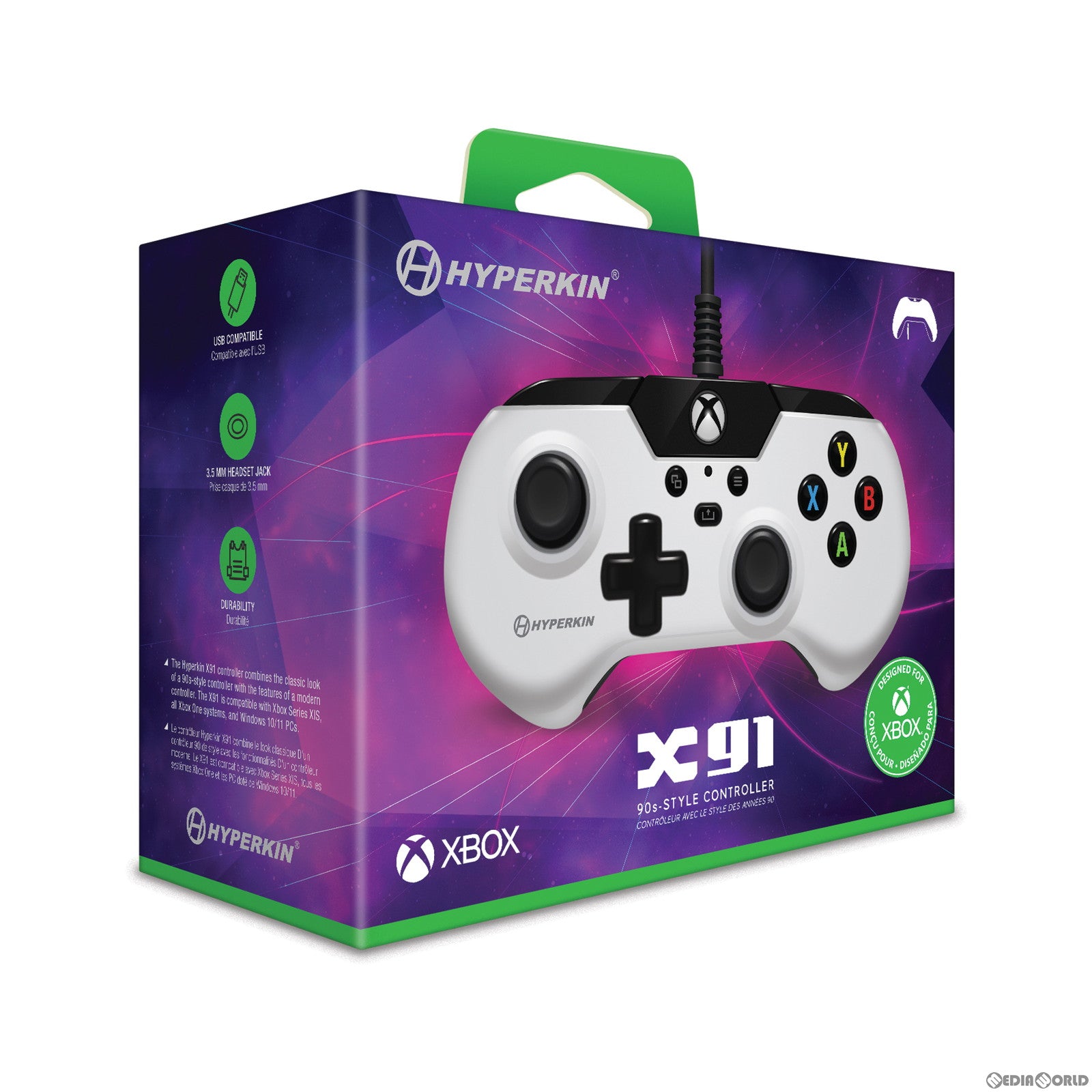 【新品即納】[ACC][XboxX/S] X91 有線コントローラー White(ホワイト) Hyperkin(M02628-WH) (20230622)