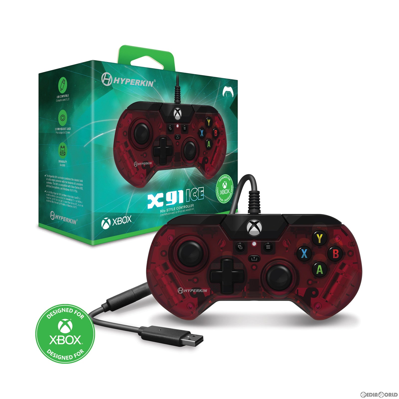 【新品即納】[ACC][XboxX/S] X91 ICE 有線コントローラー Ruby Red(ルビーレッド) Hyperkin(M02628-RR) (20230622)