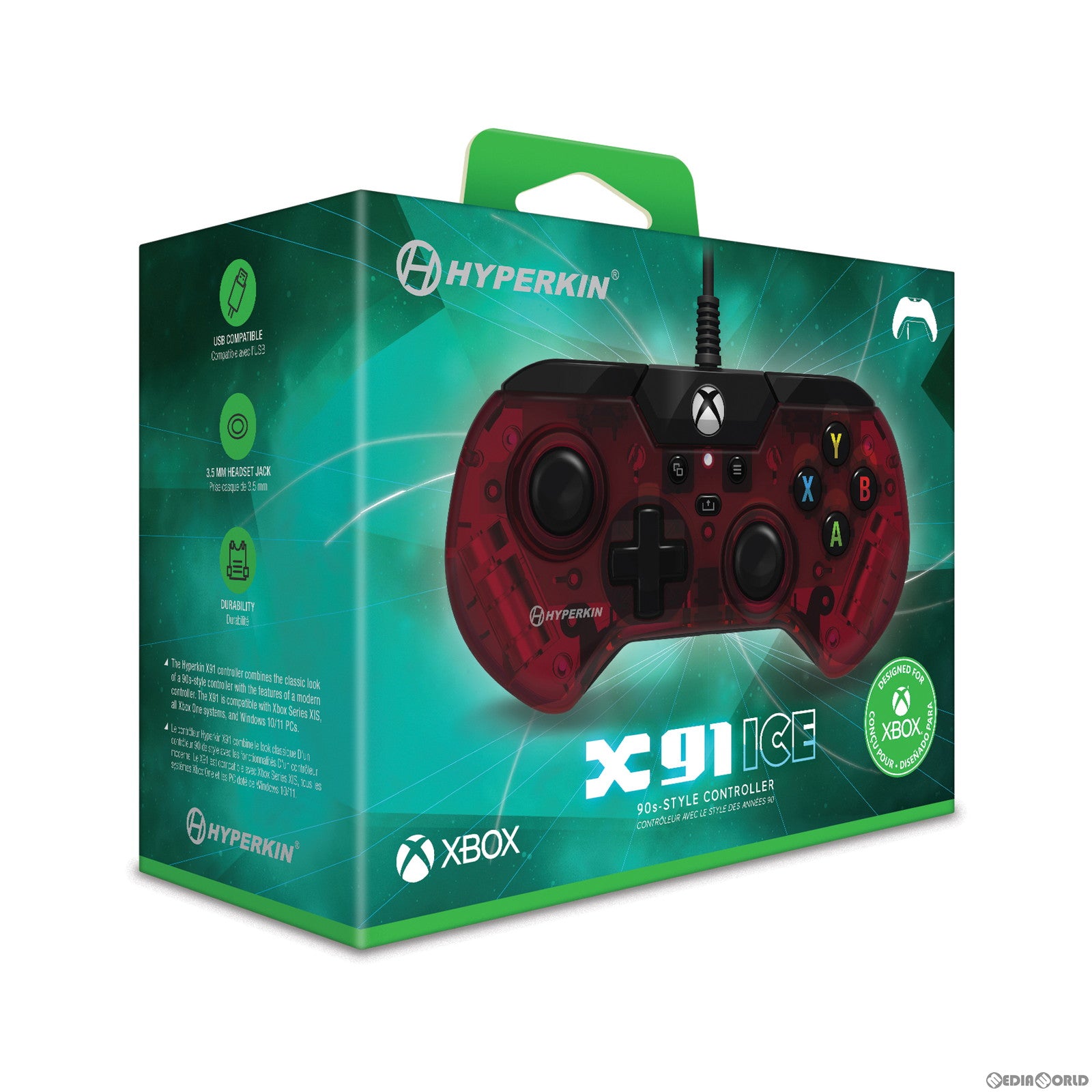 【新品即納】[ACC][XboxX/S] X91 ICE 有線コントローラー Ruby Red(ルビーレッド) Hyperkin(M02628-RR) (20230622)