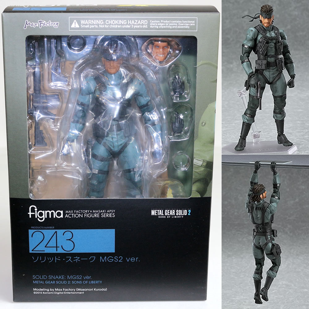 【中古即納】[FIG] figma(フィグマ) 243 ソリッド・スネーク MGS2 ver. METAL GEAR SOLID 2 SONS OF LIBERTY(メタルギアソリッド2 サンズ・オブ・リバティ) 完成品 可動フィギュア マックスファクトリー(20180825)