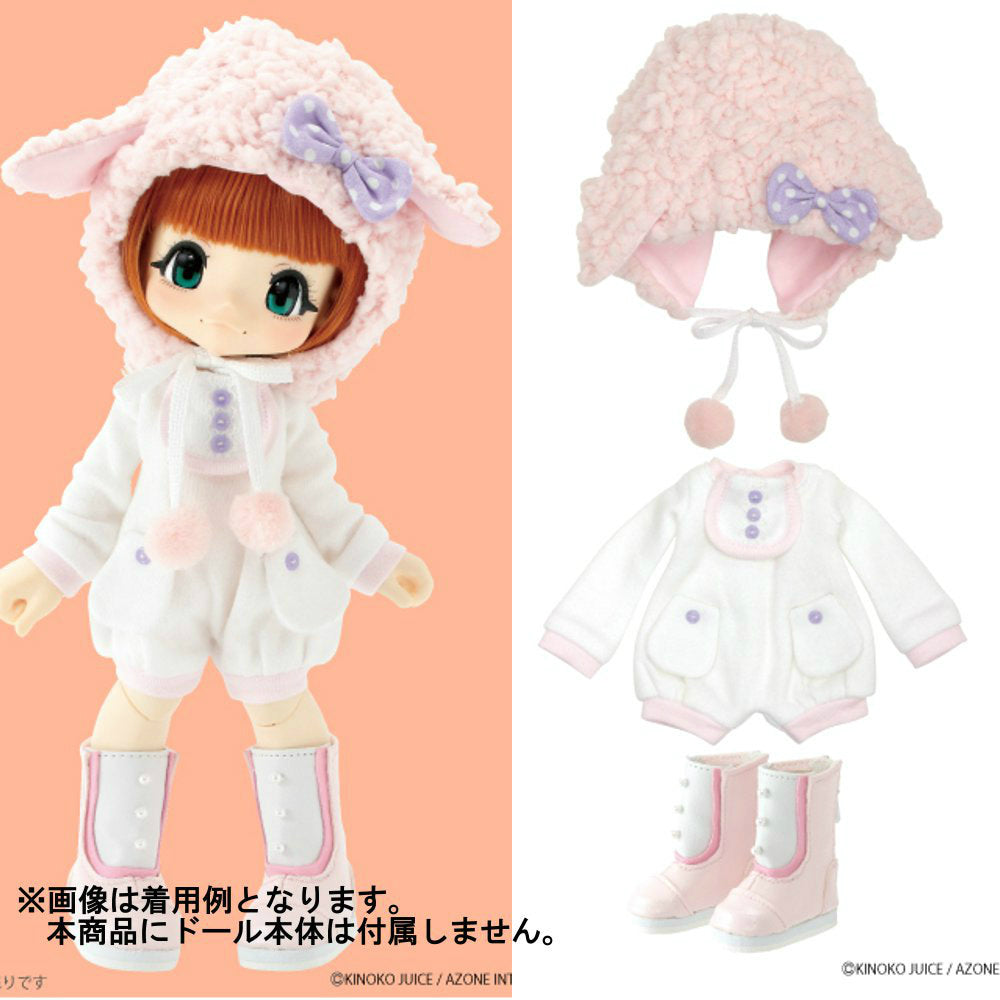 【新品即納】[FIG] きのこプラネット もふもふひつじさんセット ホワイト×ピンク KIKIPOP!用 アゾン(20150726)
