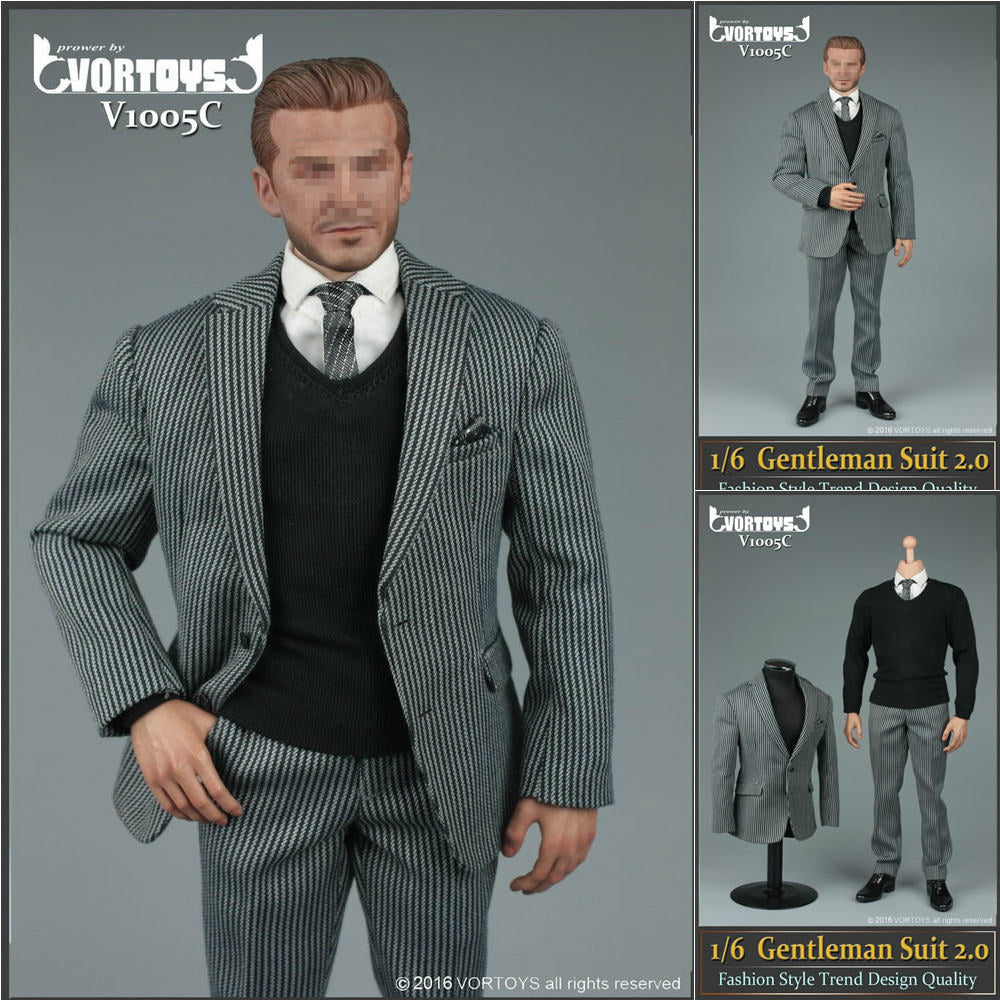 【新品即納】[FIG] V1005C 1/6 ジェントルマン スーツ セット 2.0 ストライプ ドール用衣装 VORトイズ(20160625)
