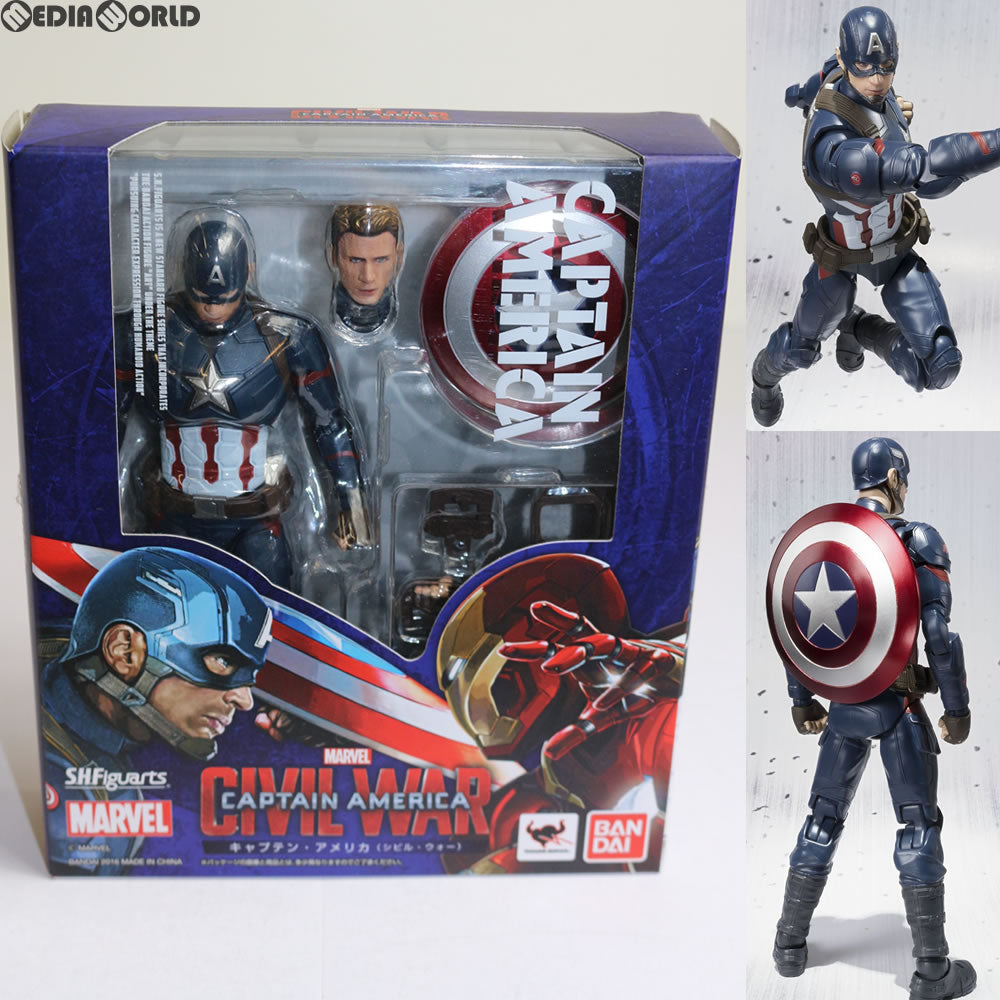 【中古即納】[FIG] S.H.Figuarts(フィギュアーツ) キャプテン・アメリカ(シビル・ウォー) 完成品 フィギュア バンダイ(20160527)
