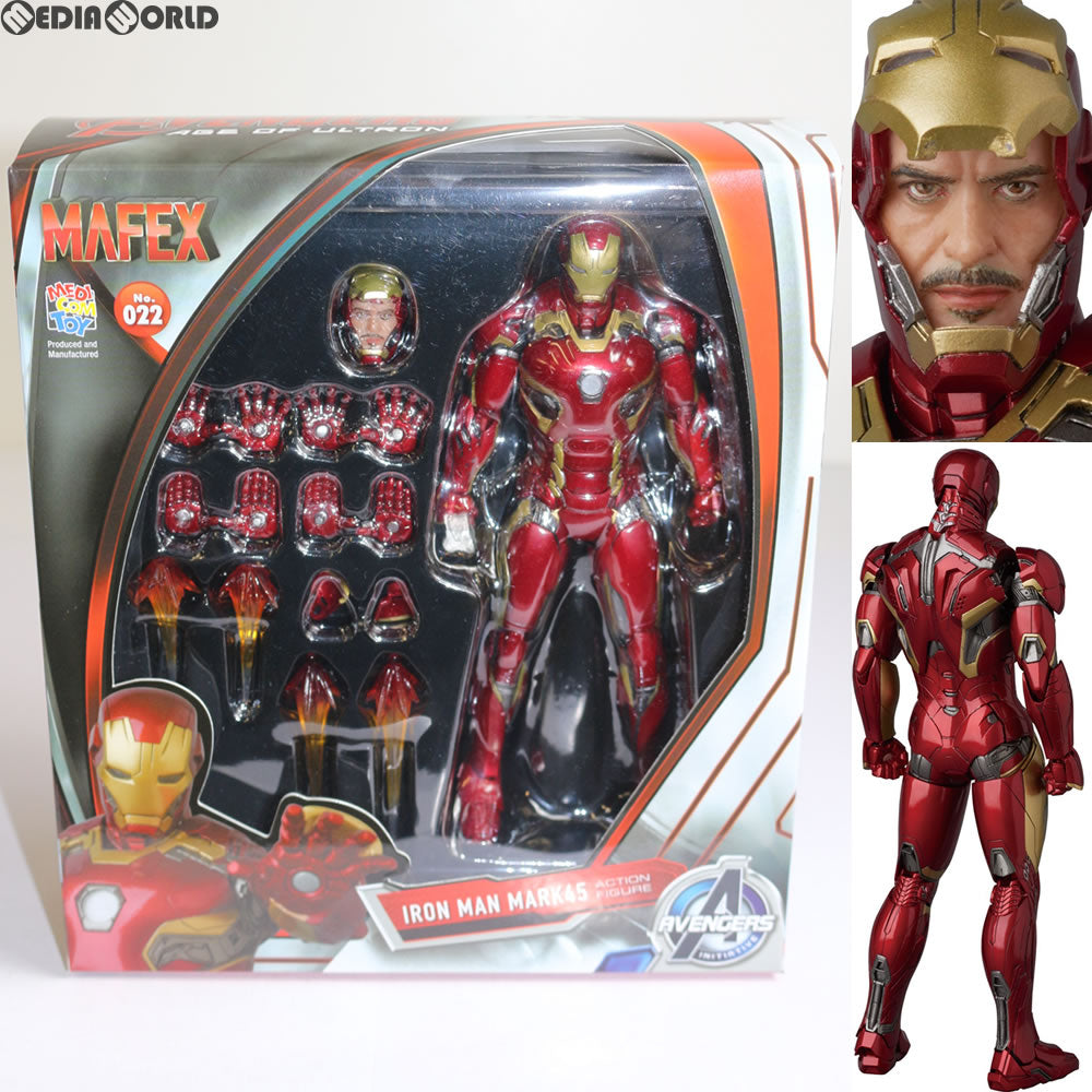 【中古即納】[FIG] マフェックス No.022 MAFEX IRON MAN MARK45(アイアンマン マーク45) アベンジャーズ/エイジ・オブ・ウルトロン 完成品 フィギュア メディコム・トイ(20161217)