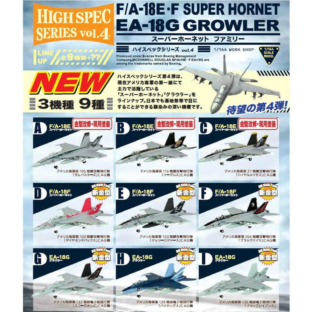 【新品即納】[BOX][PTM] ハイスペックシリーズ vol.4 1/144 F/A-18E・F スーパーホーネット/EA-18G グラウラー エフトイズ(20160417)