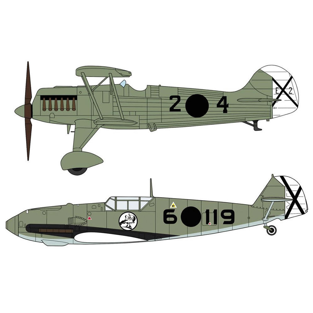 【新品即納】[PTM] 02197 1/72 He51B-1 & Bf109E-3 コンドル軍団(2機セット) プラモデル ハセガワ(20160421)