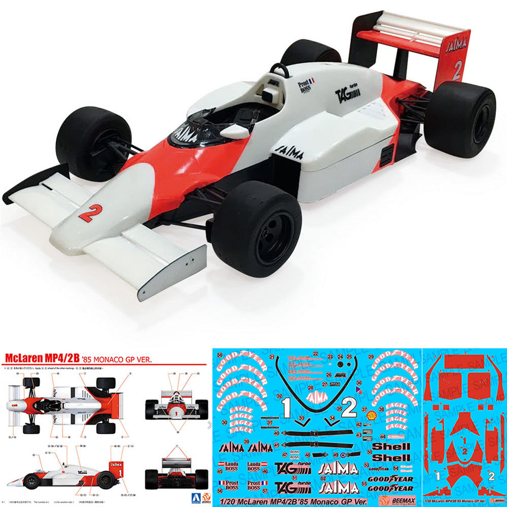 【新品即納】[PTM] BEEMAX No.09 1/20 マクラーレン MP4/2B '85 モナコグランプリ仕様 プラモデル スカイネット/アオシマ(20160526)