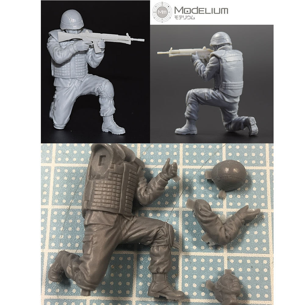 【新品即納】[FIG] 1/35 陸上自衛隊普通科隊員 膝撃ちポーズ1 未塗装レジンキット モデリウム(20160724)