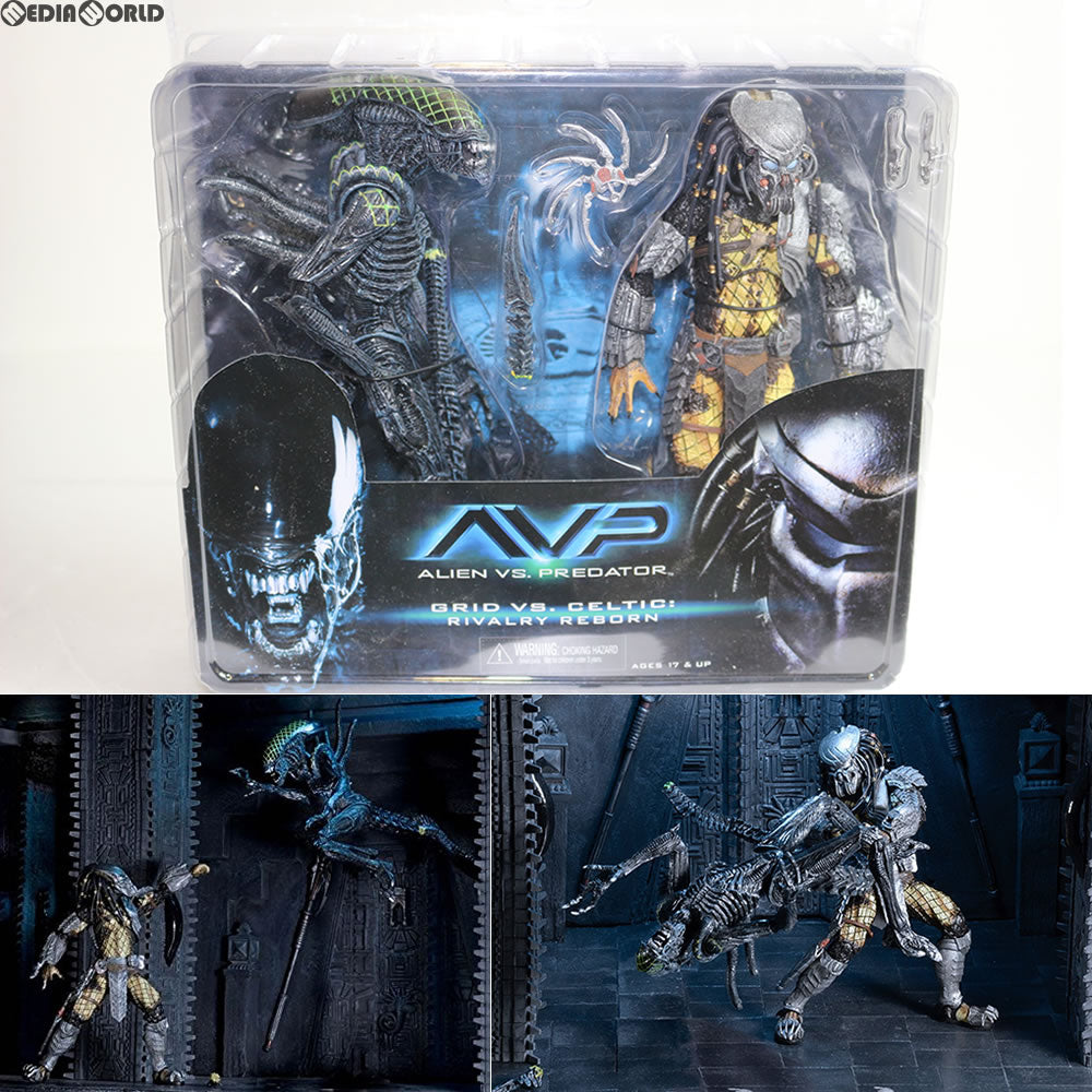 【新品即納】[FIG] AVP エイリアン vs プレデター/ ケルティック・プレデター vs グリッド・エイリアン 7インチ アクションフィギュア バトルダメージ 2PK ネカ(20161013)