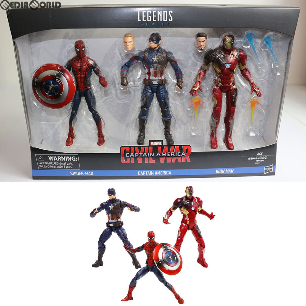 【新品即納】[FIG] ハズブロ アクションフィギュア 6インチ「レジェンド」3パック キャプテン・アメリカ&スパイダーマン&アイアンマン・マーク46 シビル・ウォー/キャプテン・アメリカ(20160724)