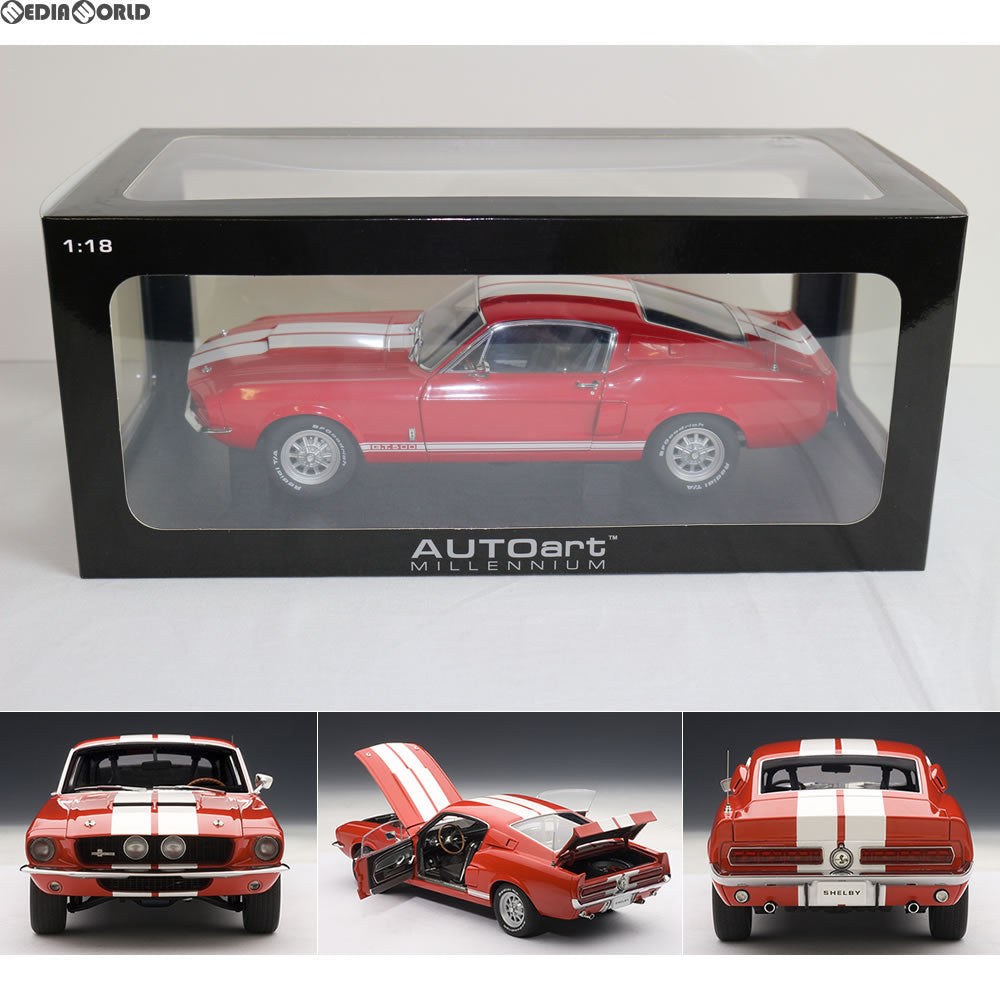 【中古即納】[FIG] シェルビー マスタング GT500 1967(レッド/ホワイトストライプ) 1/18完成品 ミニカー(72906) AUTOart(オートアート) (20111031)
