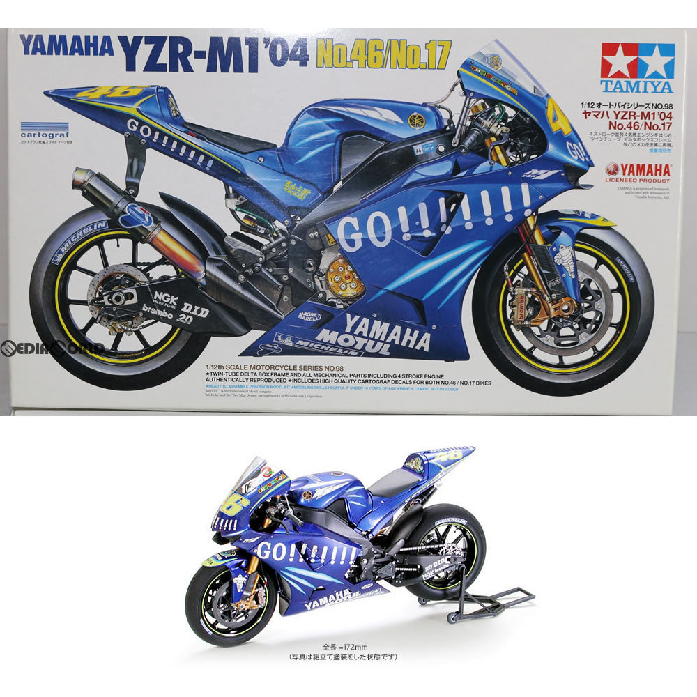 【中古即納】[PTM] オートバイシリーズ No.98 1/12 ヤマハYZR-M1 '04 No.46/No.17 プラモデル(14098) タミヤ(20041110)