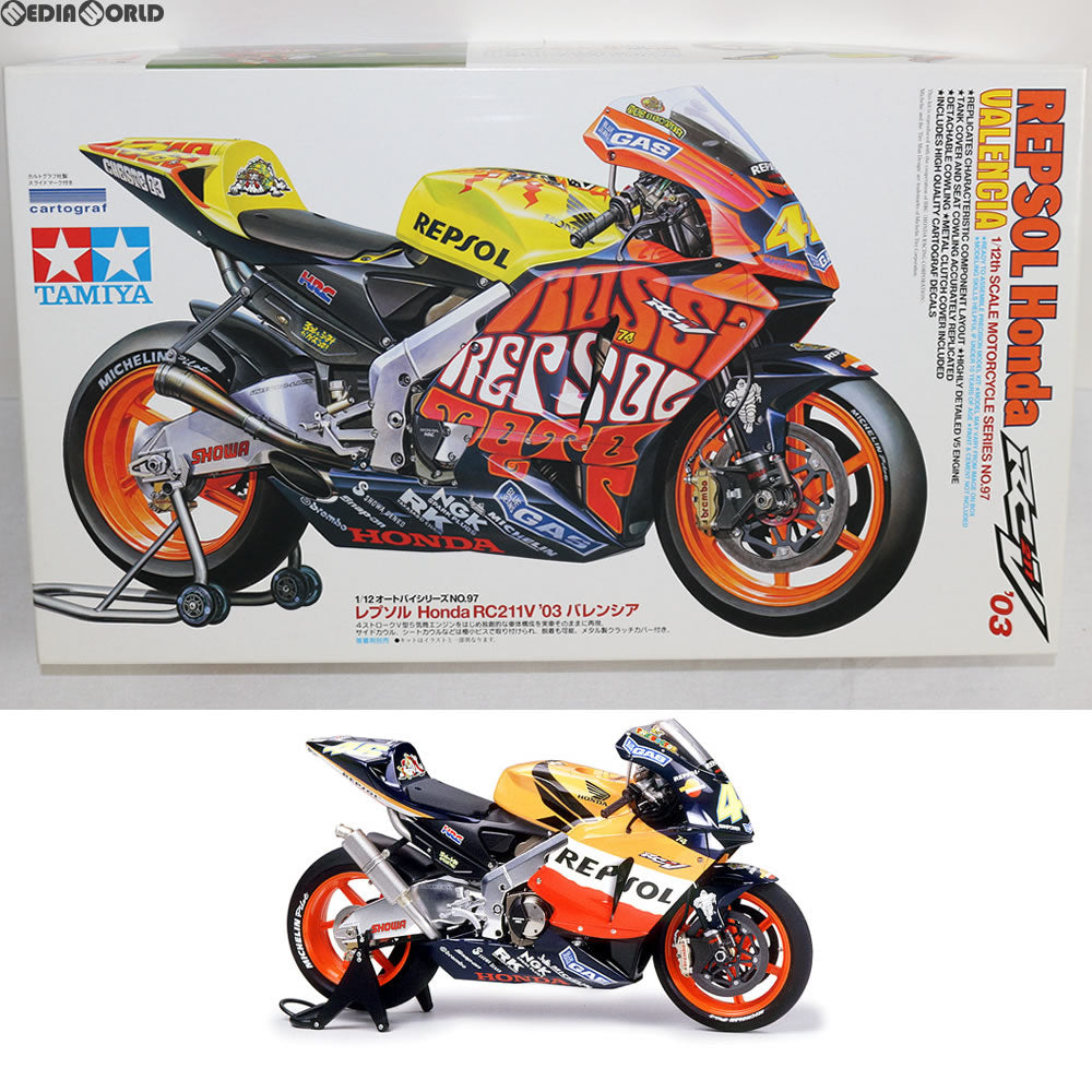 【中古即納】[PTM] オートバイシリーズ No.97 1/12 レプソル Honda RC211V '03 バレンシア プラモデル(14097) タミヤ(20040616)
