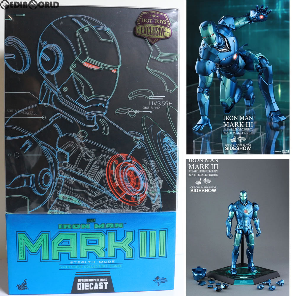 【中古即納】[FIG] MARVEL原宿ポップアップストア限定 ムービー・マスターピース DIECAST アイアンマン・マーク3(ブルー・ステルス版) 1/6スケールフィギュア(MM#314D12) ホットトイズ(20160429)