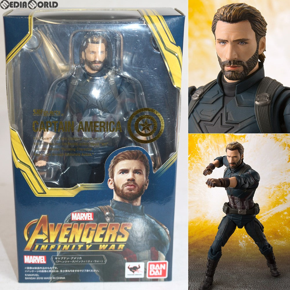 【中古即納】[FIG] S.H.Figuarts(フィギュアーツ) キャプテン・アメリカ(アベンジャーズ/インフィニティ・ウォー) 完成品 可動フィギュア バンダイ(20180525)