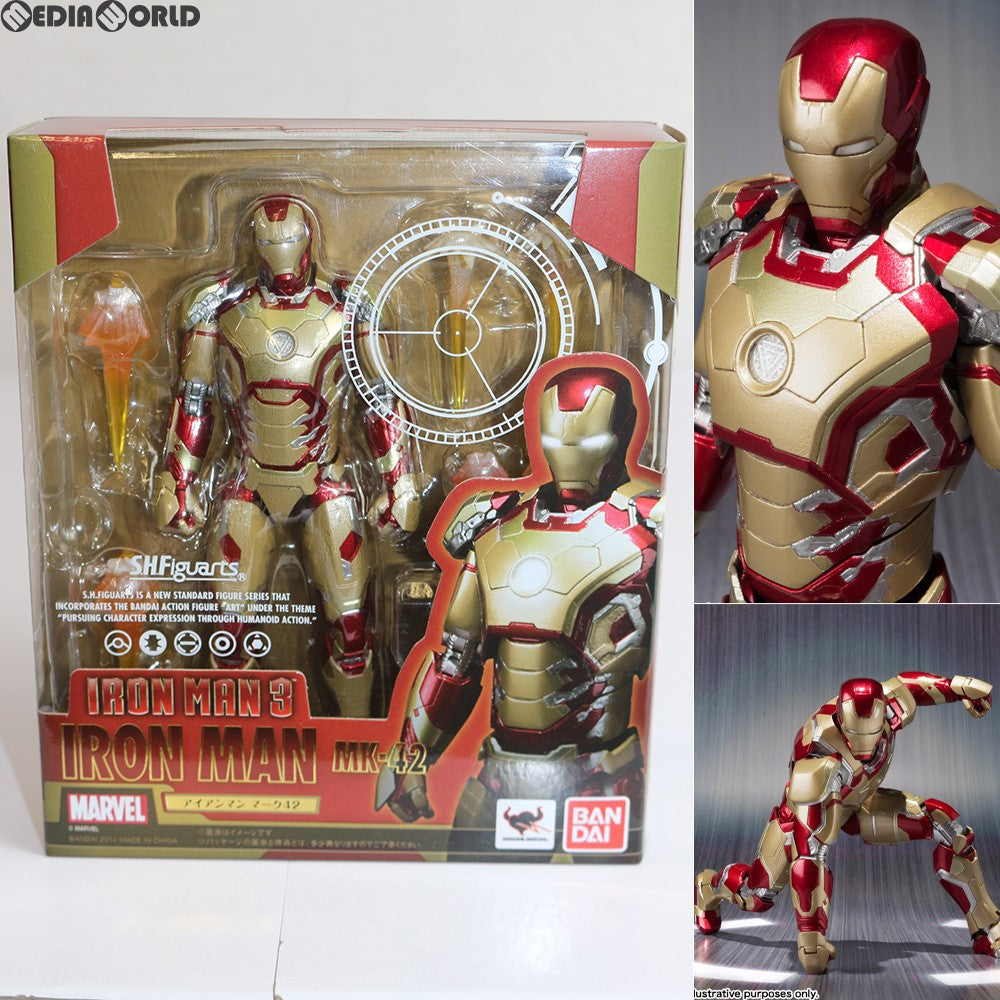 【中古即納】[FIG] S.H.Figuarts(フィギュアーツ) アイアンマン マーク42 アイアンマン3 完成品 可動フィギュア バンダイ(20140920)