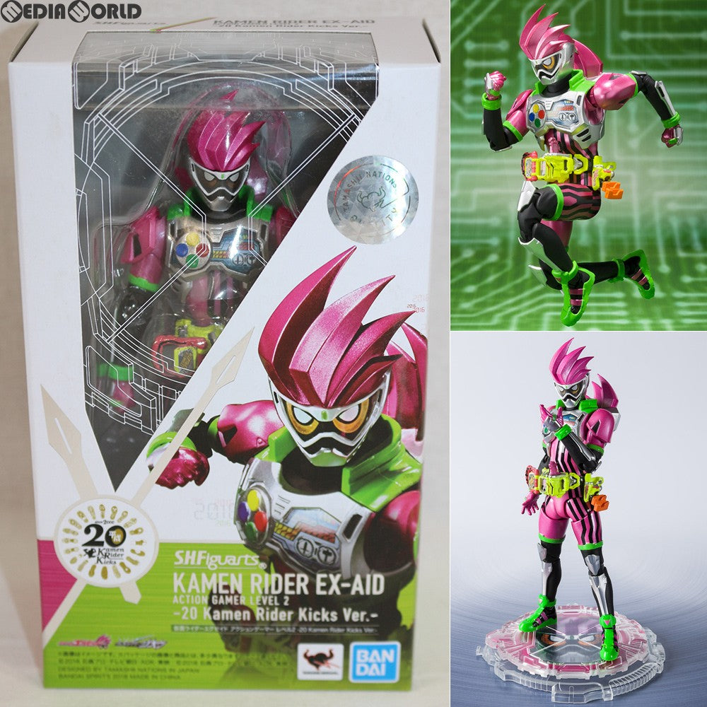 【中古即納】[FIG] S.H.Figuarts(フィギュアーツ) 仮面ライダーエグゼイド アクションゲーマー レベル2 -20 Kamen Rider Kicks Ver.- 完成品 可動フィギュア バンダイスピリッツ(20181117)