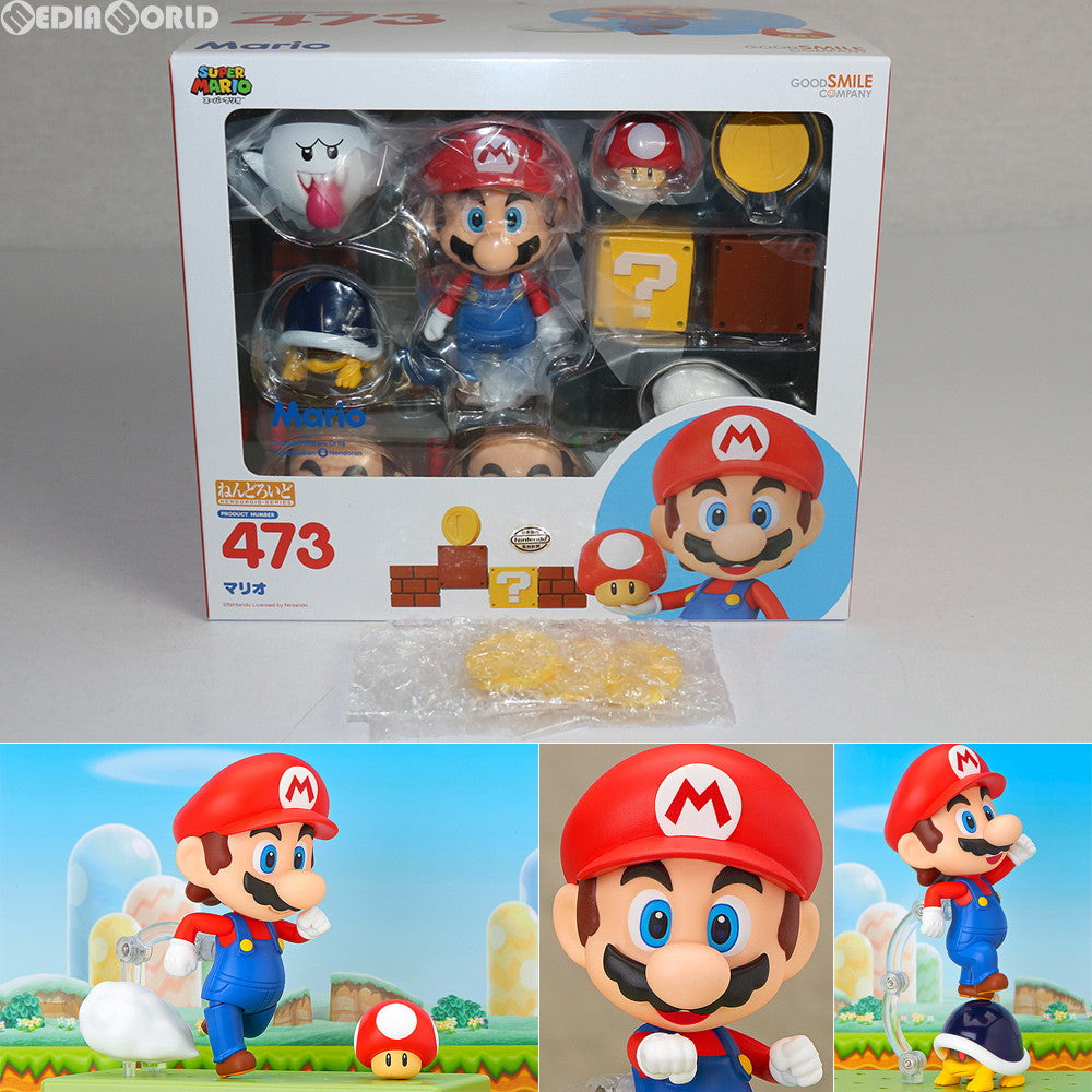 【中古即納】[FIG]GOODSMILE ONLINE SHOP限定特典付属 ねんどろいど 473 マリオ スーパーマリオ 完成品 可動フィギュア グッドスマイルカンパニー(20150626)