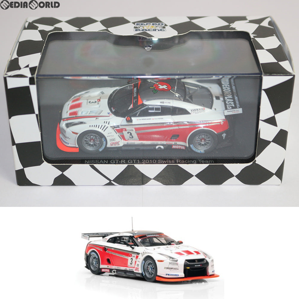 【中古即納】[FIG] NISSAN(ニッサン) GT-R GT1 2010 Swiss Racing Team No.3 WHITE / RED(ホワイト×レッド) 1/43 完成品 ミニカー(44355) エブロ(EBBRO) (20120430)