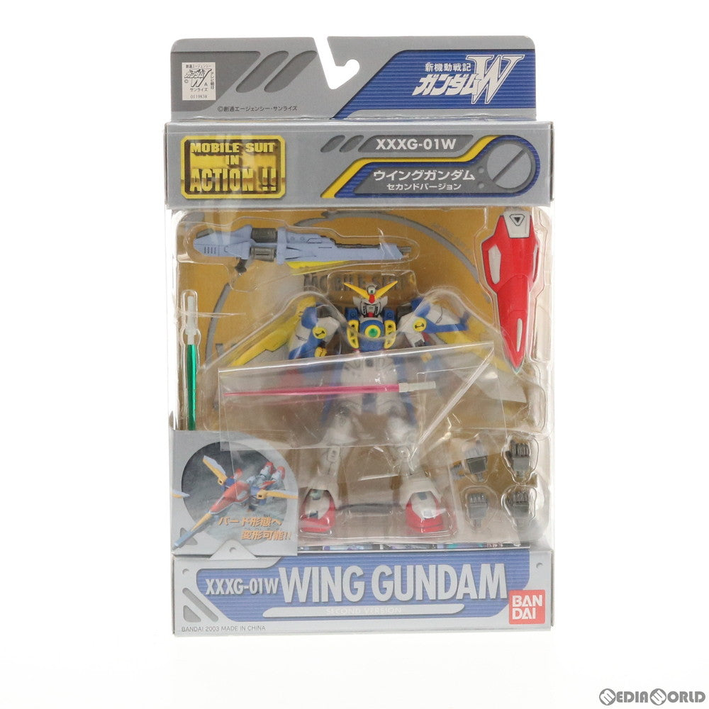 【中古即納】[FIG] MS IN ACTION!!(モビルスーツ・イン・アクション) XXXG-01W ウイングガンダム セカンドバージョン 新機動戦記ガンダムW(ウイング) 完成品 可動フィギュア バンダイ(20031115)