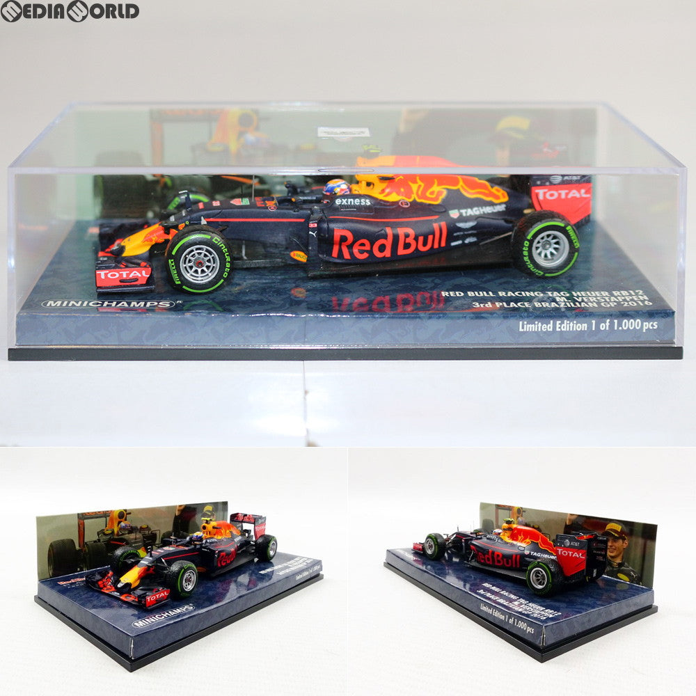 【中古即納】[FIG] 1/43 Red Bull Racing(レッドブル レーシング) Tag Heuer RB12 Max Verstappen 3rd Place Brazilian GP 2016 完成品 ミニカー(417161233) MINICHAMPS(ミニチャンプス) (20170731)