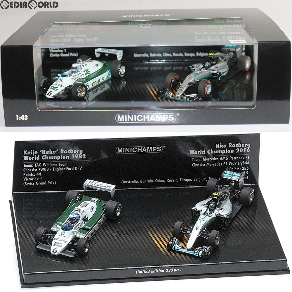 【中古即納】[FIG] 1/43 Williams Ford FW08 Keke Rosberg 1982 / Mercedes AMG Petronas F1 W07 Nico Rosberg 2016 父と息子の2台セット 完成品 ミニカー MINICHAMPS(ミニチャンプス) (20171227)