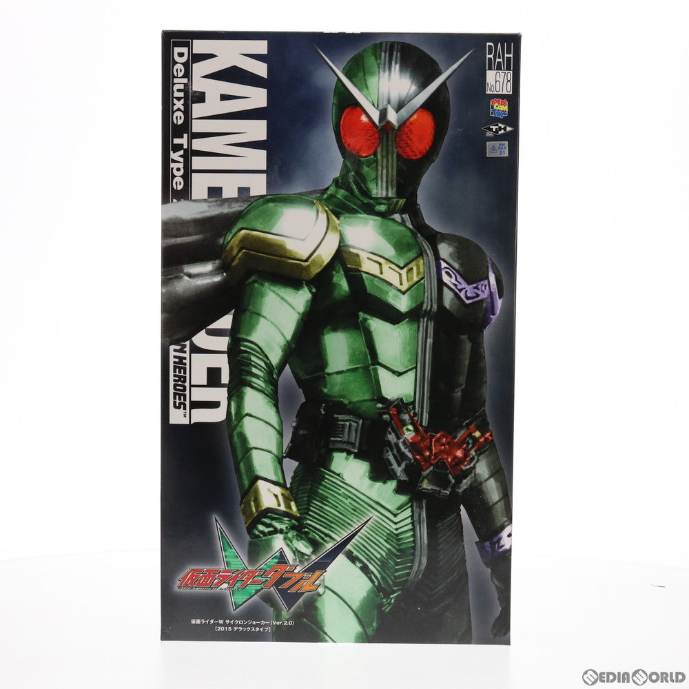 【中古即納】[FIG] リアルアクションヒーローズ No.678 RAH DX 仮面ライダーW(ダブル) サイクロンジョーカー(Ver.2.0) 完成品 可動フィギュア タイムハウス/メディコム・トイ(20150228)