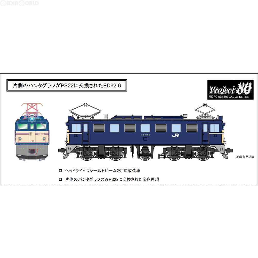 【新品即納】[RWM] H-7-013 ED62-6・青色・PS22・ワイパー交換車・シールドビーム・飯田線 HOゲージ 鉄道模型 MICRO ACE(マイクロエース) (20170304)