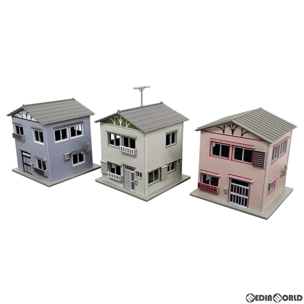 【新品即納】[RWM] (再販) 2600 着色済み 住宅セットC(昭和モダン建築・3棟入り) 着色済みストラクチャーキット Nゲージ 鉄道模型 GREENMAX(グリーンマックス) (20200617)