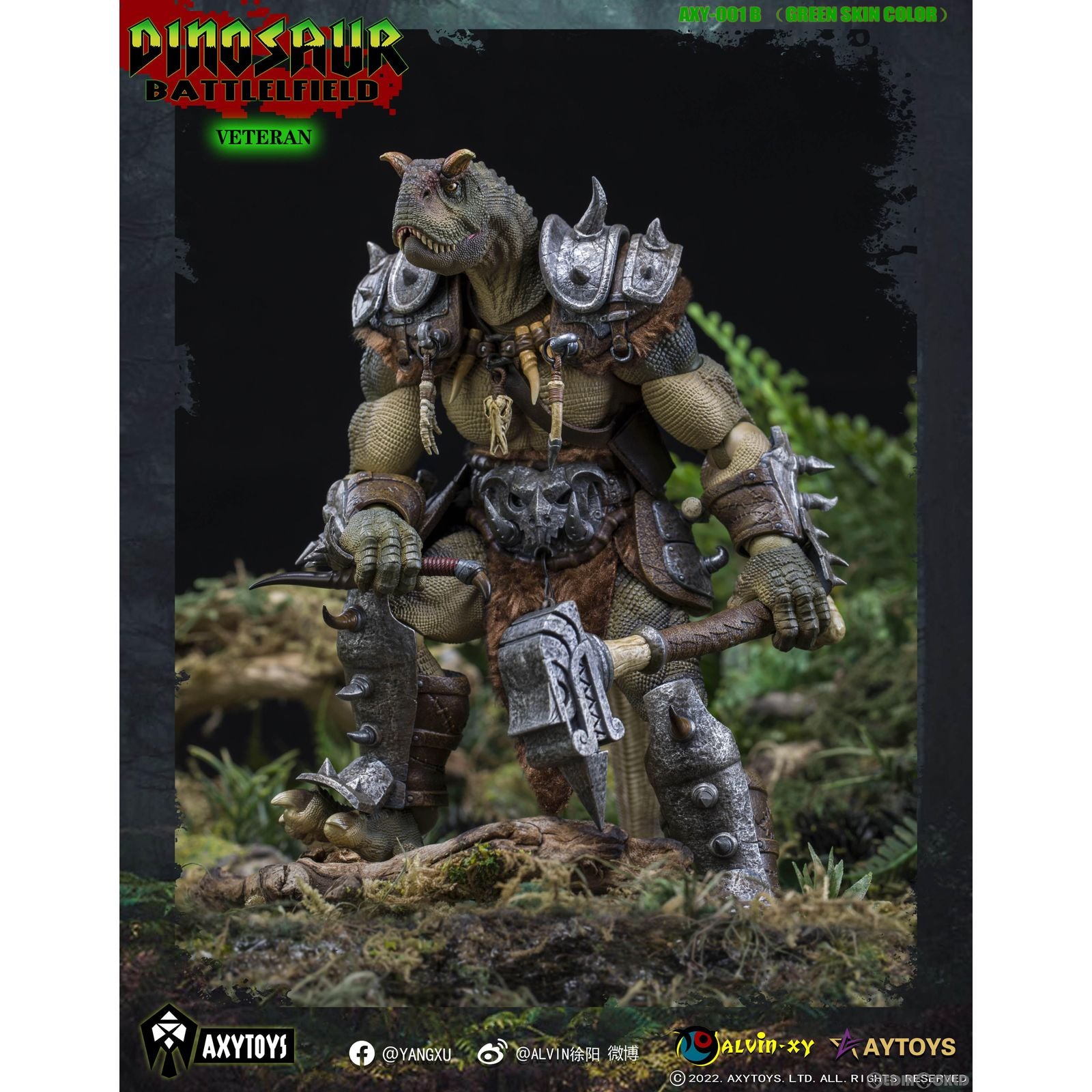 【新品即納】[FIG] ダイナソー・バトルフィールド 古参兵(グリーン) 1/12 完成品 可動フィギュア(AXY001B) AXYTOYS(20230121)