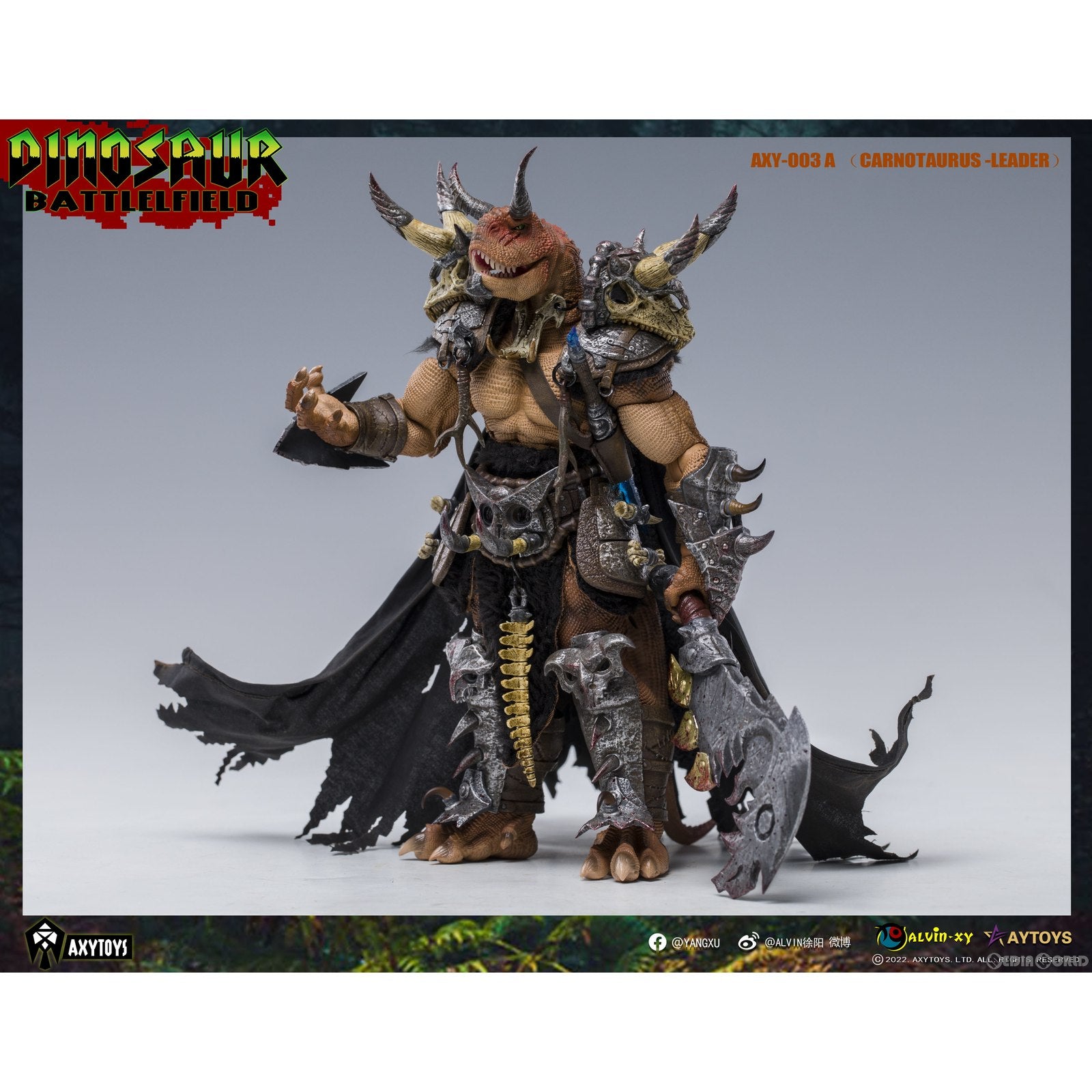 【新品即納】[FIG] ダイナソー・バトルフィールド AXY003A 肉食トロサウルス部族首長(オレンジ) 1/12 完成品 可動フィギュア AXYTOYS(20230531)