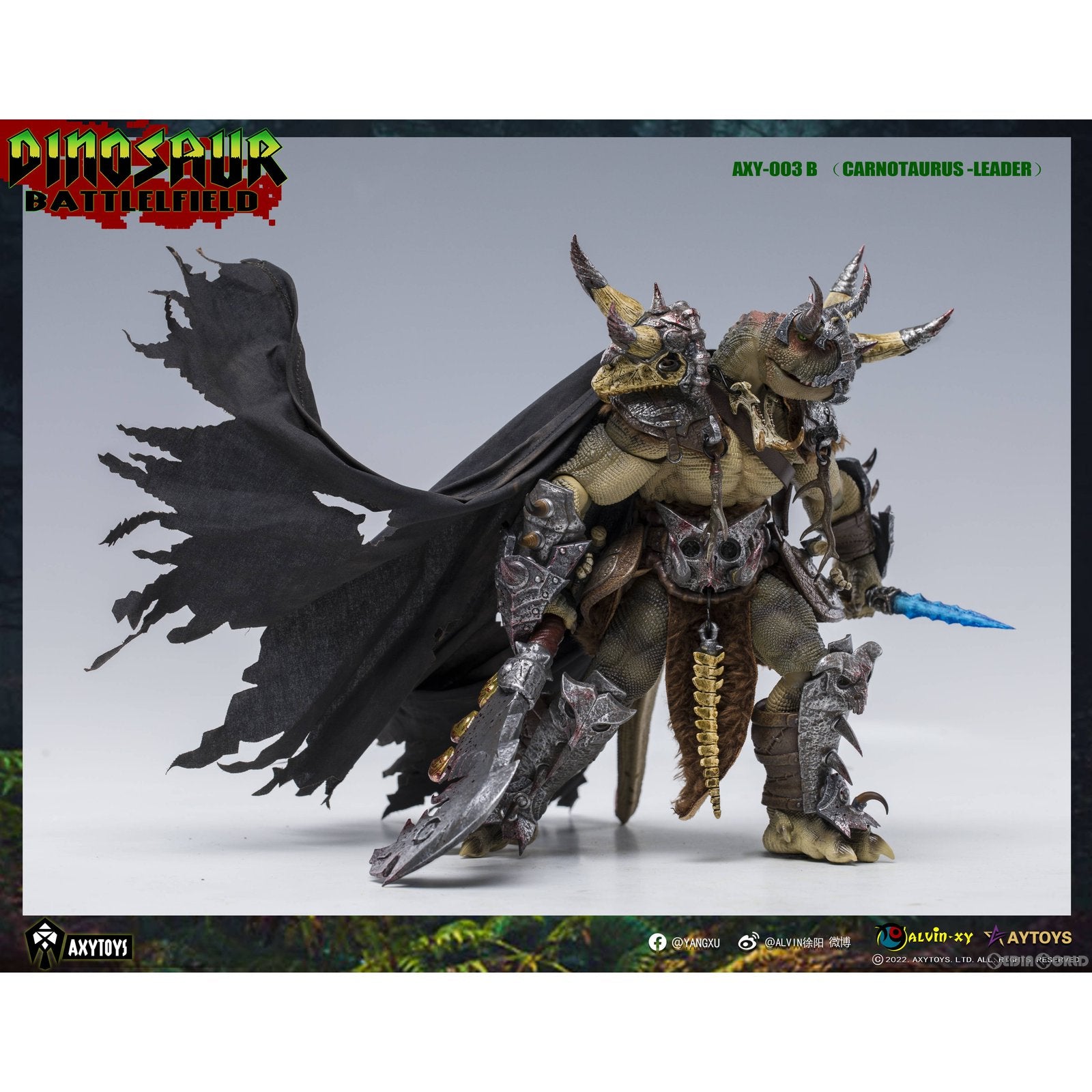 【新品即納】[FIG] ダイナソー・バトルフィールド AXY003B 肉食トロサウルス部族首長(グリーン) 1/12 完成品 可動フィギュア AXYTOYS(20230531)