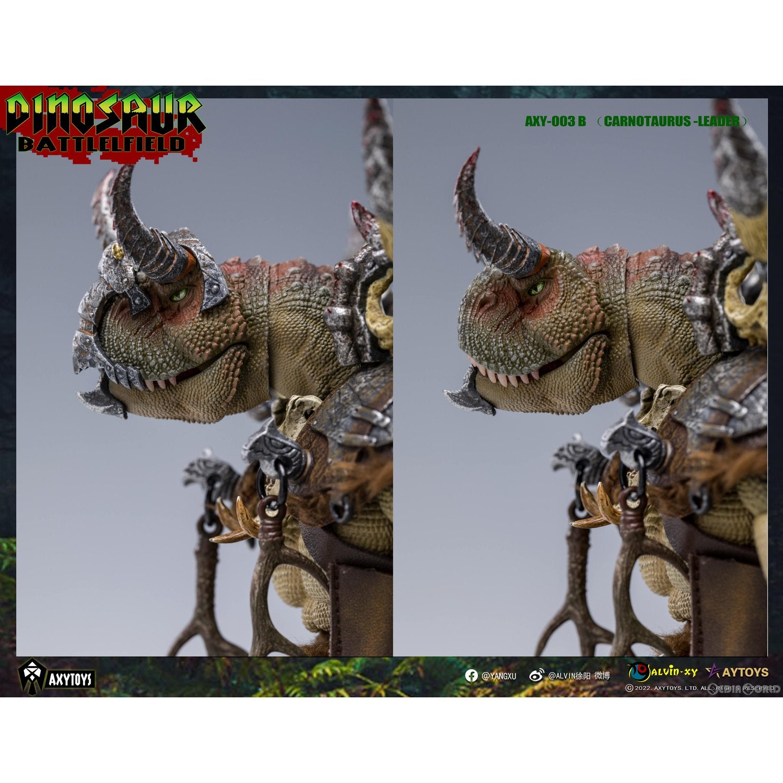 【新品即納】[FIG] ダイナソー・バトルフィールド AXY003B 肉食トロサウルス部族首長(グリーン) 1/12 完成品 可動フィギュア AXYTOYS(20230531)