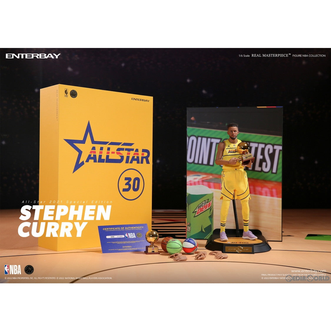 【新品即納】[FIG] リアルマスターピース NBAコレクション ステフィン・カリー 1/6 コレクティブル フィギュア 2021 オールスター スペシャルエディション 完成品 可動フィギュア エンターベイ(20230205)